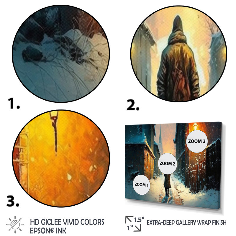 «City pendant l'hiver II», reproduction sur toile, L 32 po x H 24 po, Toile avec cadre flottant or