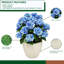 Hortensia artificiel bleu 32 po en céramique effilée blanc brillant