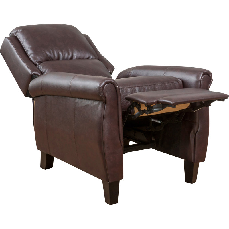 Serina Upholstered Recliner, Burgundy Brown/Espresso