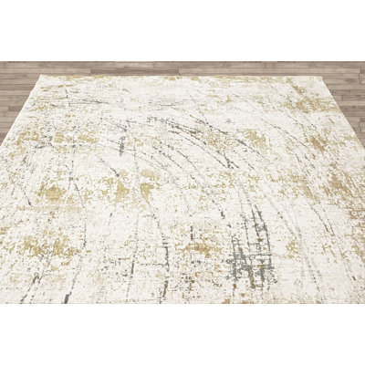 8'10''x11'10'' Wool Ivory Abstract Modern Rug