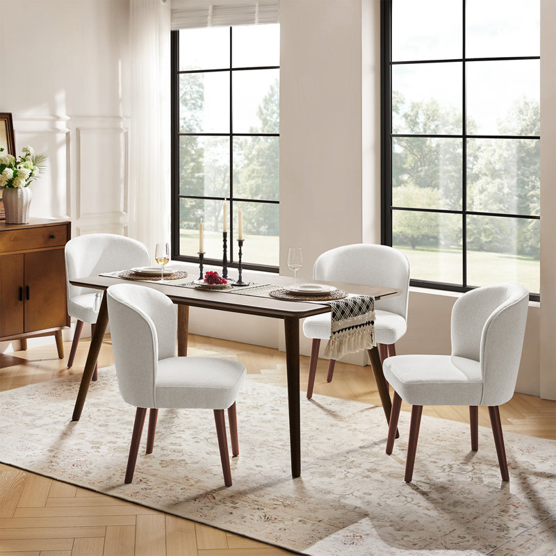 14cm H Upholstered Upholstered Back Dining Chair, 4, White