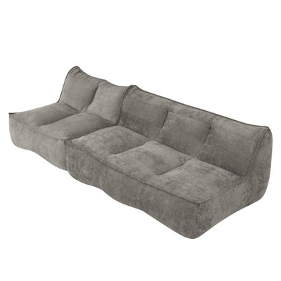 141.5inch Modular,Double caterpillar sofa, Togo sofa,Fine Corduroy Fabric Beanbag Couch for Living Room, Bedroom & Dorm, Cozy Fluffy Cloud Mini Couch,Brown,