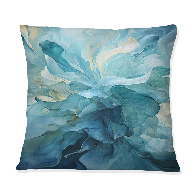 Coussin décoratif aqua bleu et blanc Serenity Swirl, 16" x 16"