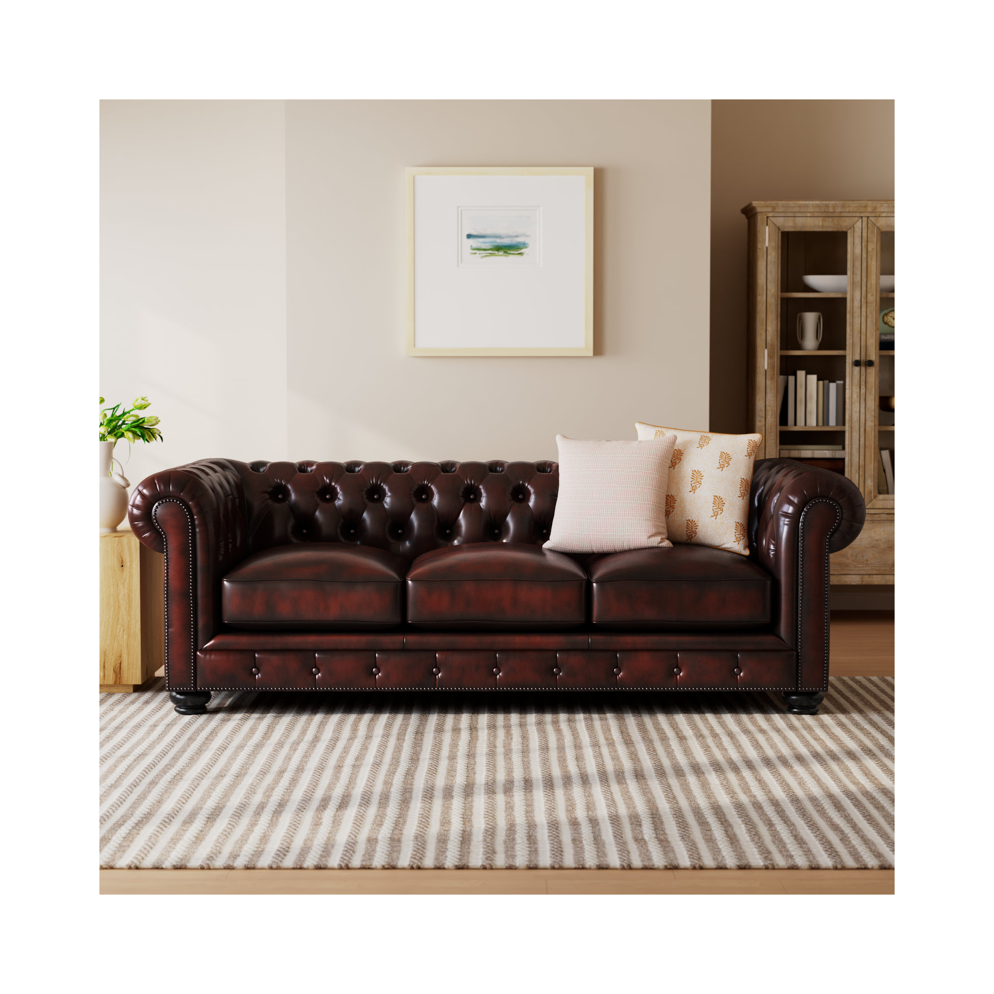 Freddie 95'' W Leather Sofa, Mainland Dune Revolution®