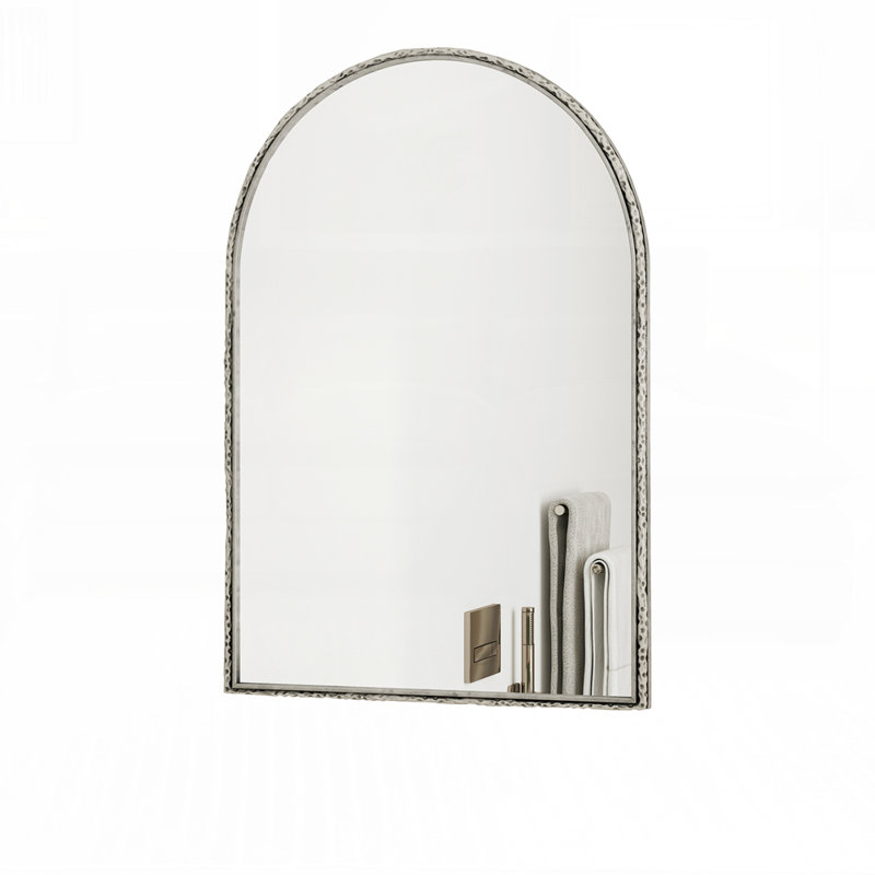 Miroir mural arqué classique avec design incassable, polyvalent et durable pour la décoration moderne, Argent argent