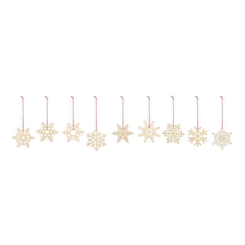 Large Wood Snowflake Ornament Set - 32 Pcs