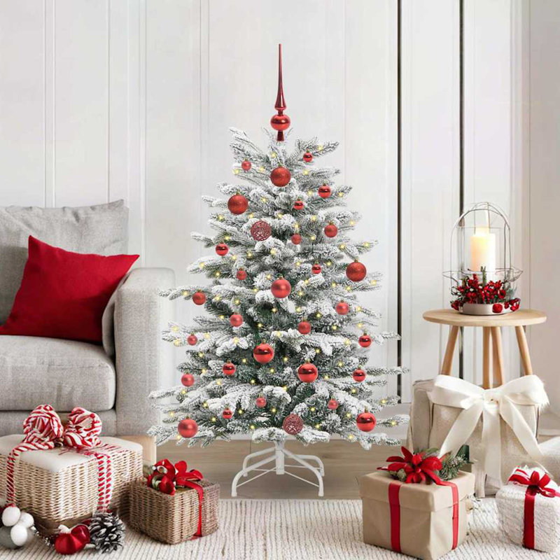 Artificial Hinged Christmas Tree White PE and PVC, 3.94 ft