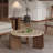 Round Coffee Table Sintered Stone Top with Solid Wood Legs-129186259-129186265
