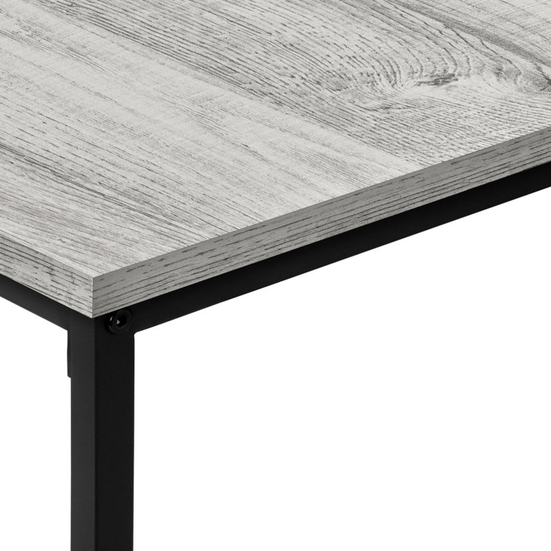 Ensemble de table, ensemble de 3 pièces, café, bout, métal noir, stratifié gris, Gris