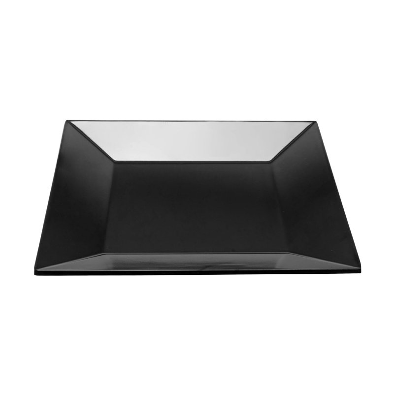 Melamine Break-Resistant Square Dinner Plates, 10", Black