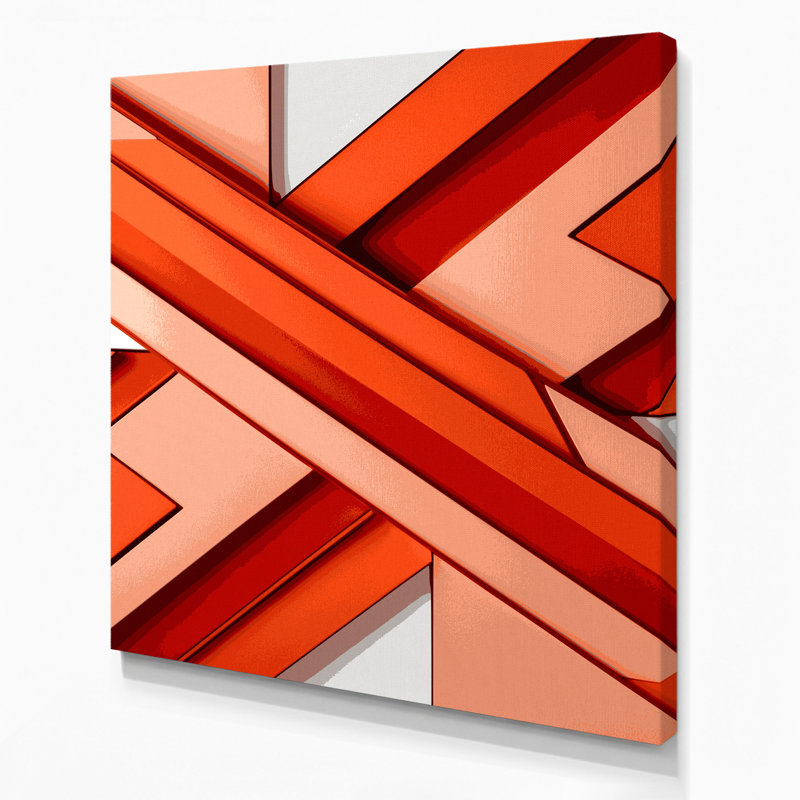 «Geometric Abstraction 78», art mural sur toile rouge, H 12 po x l 12 po