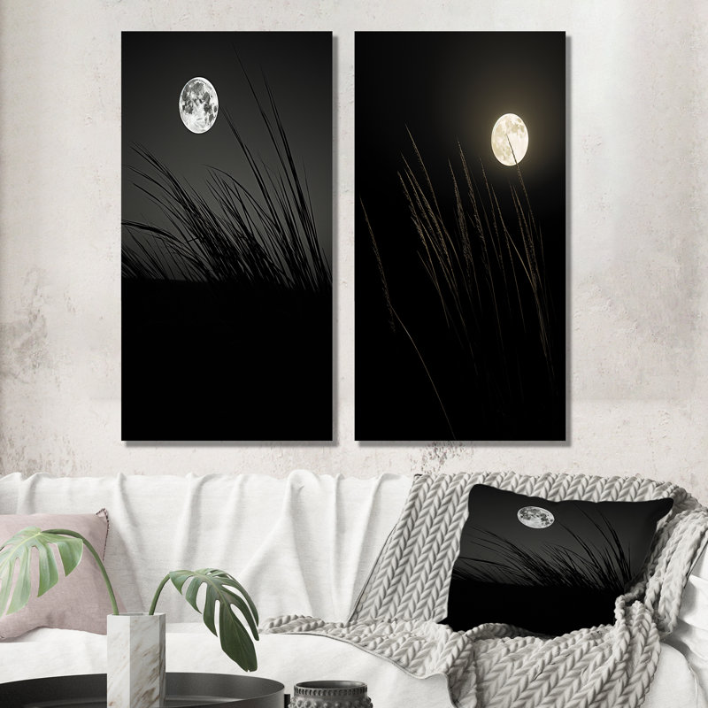 Ivoire, isolement au clair de lune - ensemble d'art mural en métal Moon, H 28 po x l 24 po