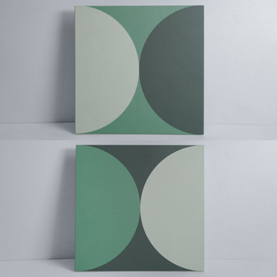 8" X 8" Rigid Green DIY Peel & Stick Graphic Patterned Tile Backsplash