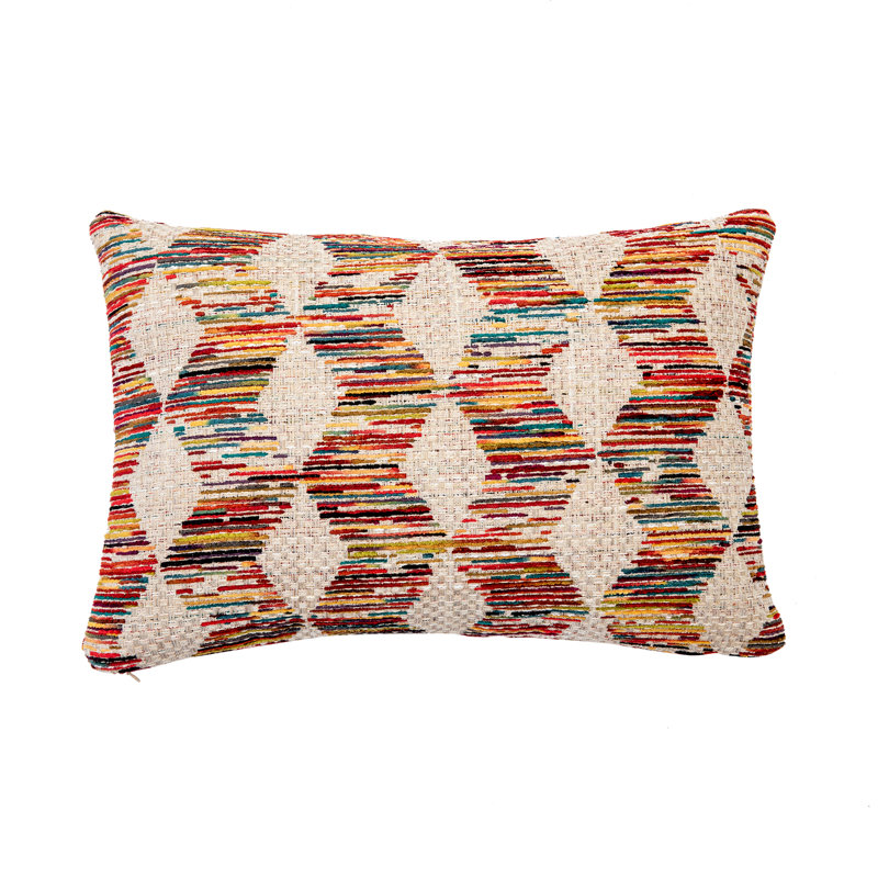  Coussin géométrique, 12 po x 18 po, Rouge
