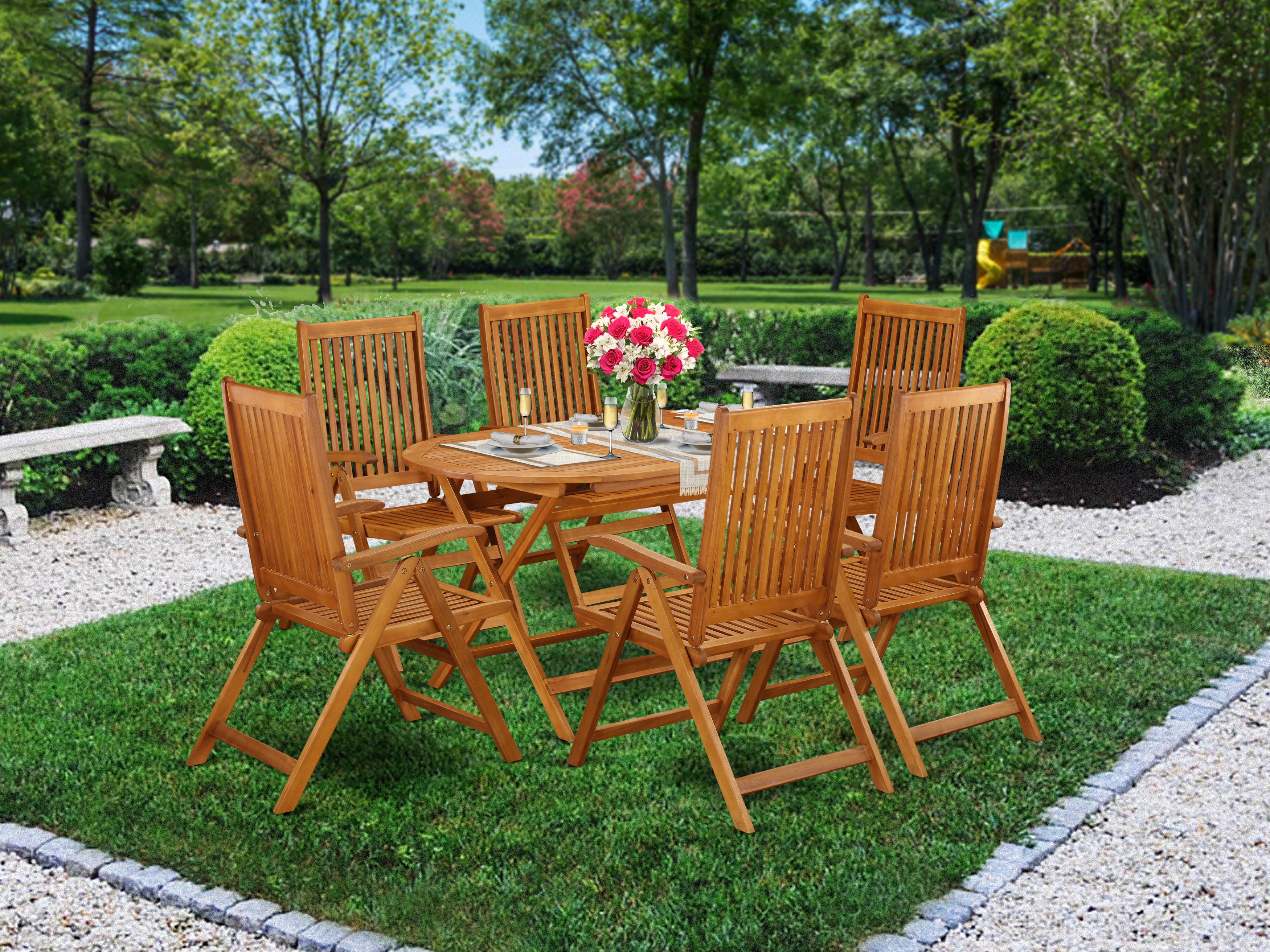 8 seater wooden discount garden table and chairs