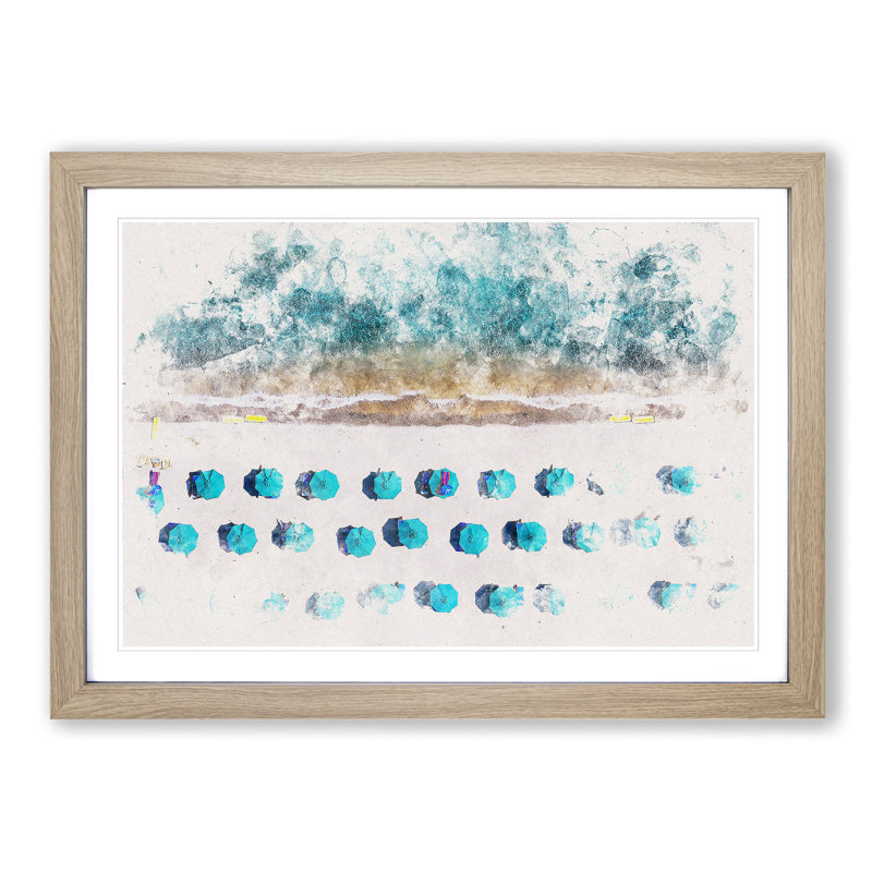 On the Beach - Picture Frame Graphic Art Print, 45cm H x 63cm W x 2cm D, Oak Framed