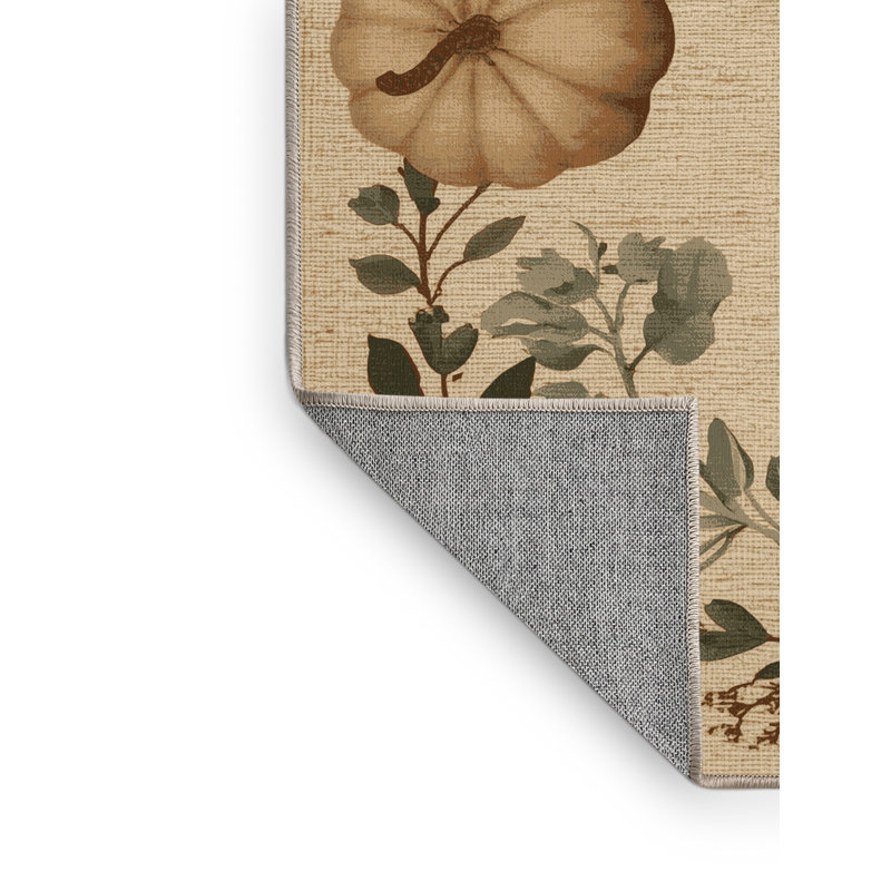 Tapis abstrait moderne et contemporain lavable à la machine Alderamin Thanksgiving en brun - reliure beige, 5 x 7
