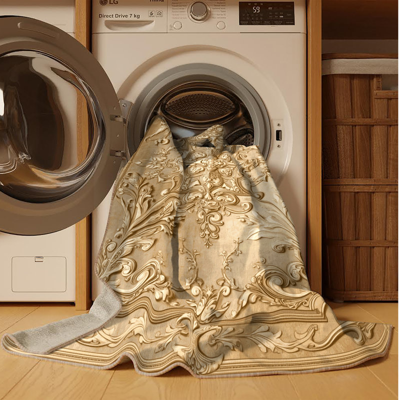 Tapis oriental traditionnel lavable à la machine en brun - beige, 5x7