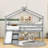 Twin Wood Low House Loft Bed With Slide, Ladder, And Safety Guardrails-1614469902
