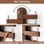 Portemanteau mural pivotant en bois avec 5 crochets pliables