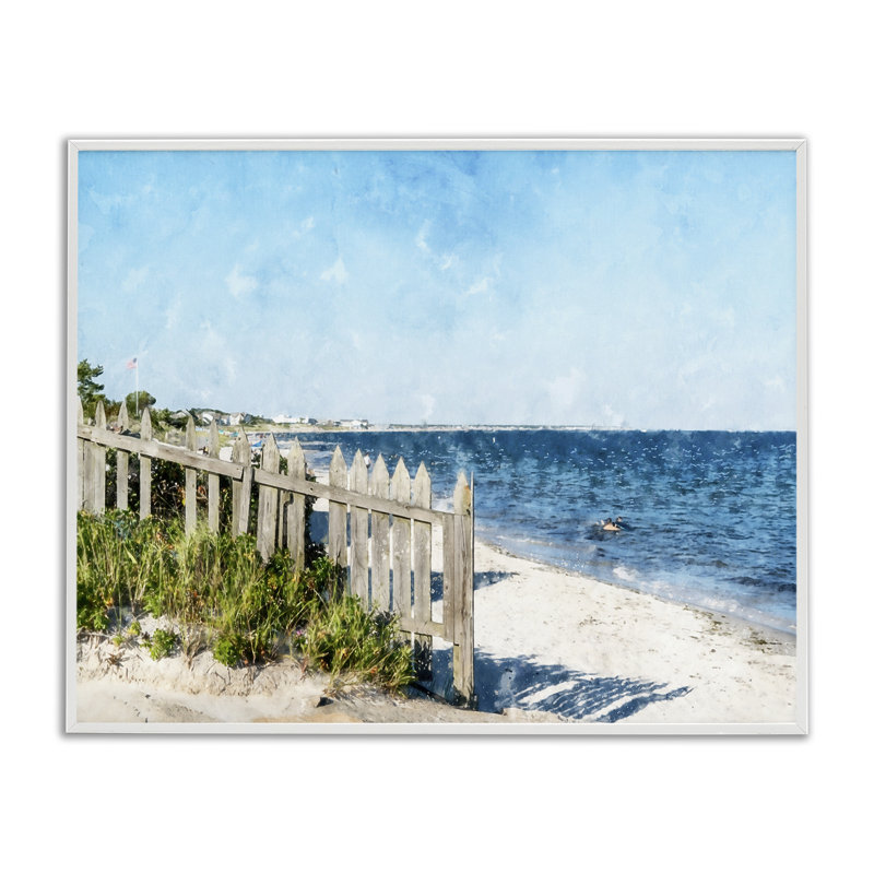 Giclée sur la plage, vue par giclée, design par Kim Curationa, Encadrement giclée blanc côtier, H 16 po x l 20 po