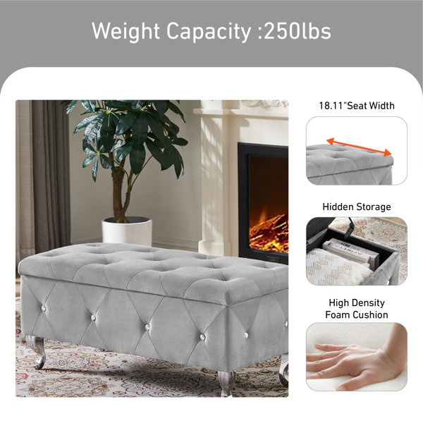 House of Hampton® Gianpaolo Velvet Upholstered Storage Bench | Wayfair