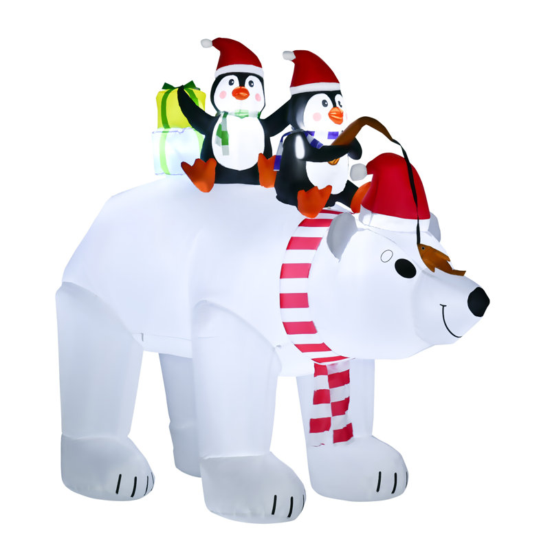 Décoration de Noël gonflable d'extérieur pour Noël 7 pieds avec ours polaire et pingouins