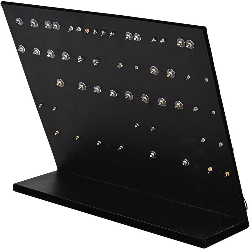 2 Pcs Set Black Velvet Earring Display with Easel Stand