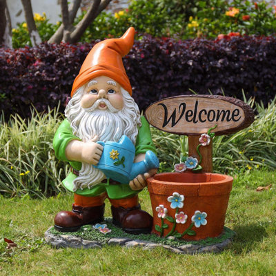 Unique Outdoor Garden Gnome Decor Sculpture Planter