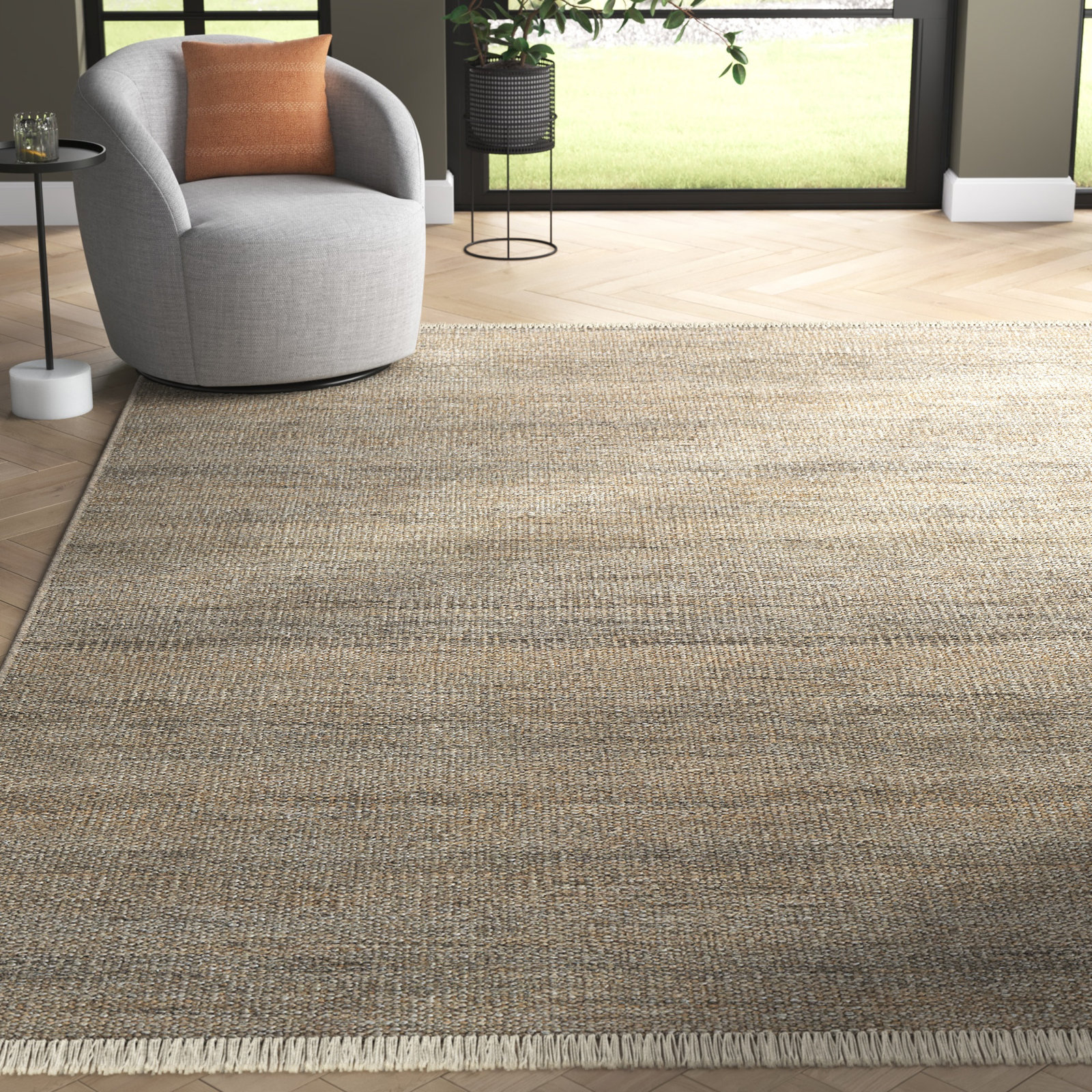 Cassandra Handmadewoven Area Rug in Gray, Rectangle 8' x 10'