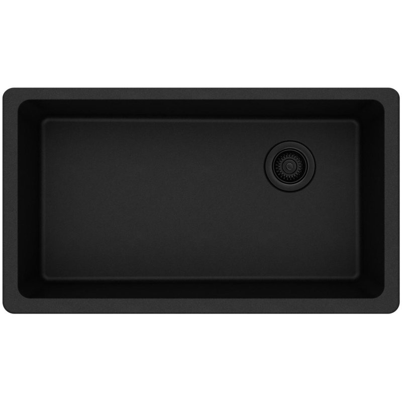 Évier de cuisine encastré classique en quartz L 33 po x l 17,25 po, Noir
