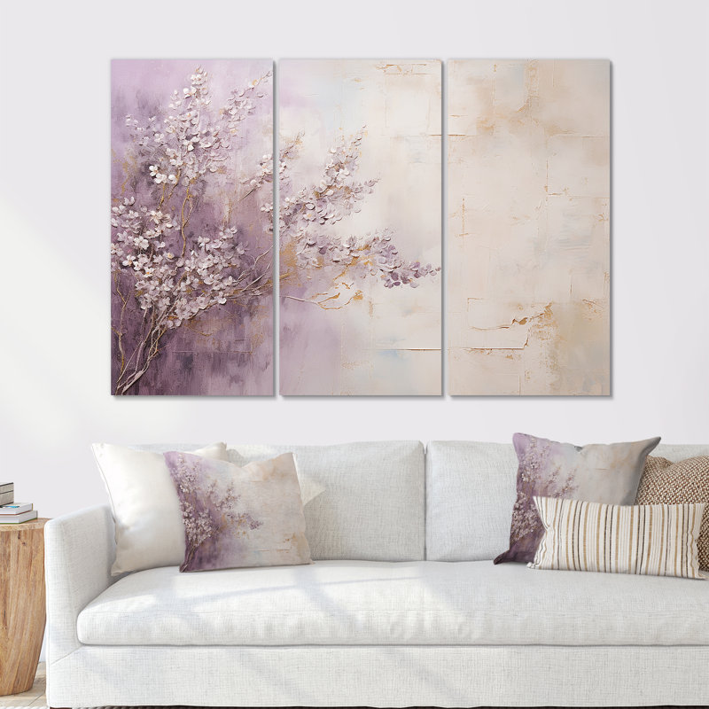 Searcy - Ensemble de décoration murale lilas, H 60 po x l 84 po x P 1,5 po