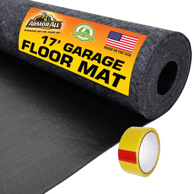 Armor All Original Garage Floor Mat, (17' x 7'4"), Protects Surfaces, Transforms Garage, Absorbent/Waterproof/Durable (Includes Double Sided Tape) (USA Made) (Charcoal)