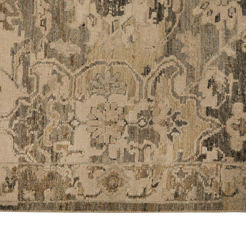 Gray Contemporary Silk Wool Blend Rug