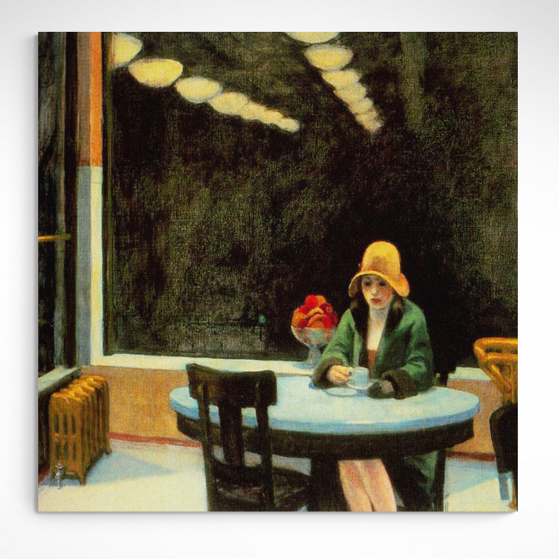 Automat by Edward Hopper - Print on Canvas, 97cm H x 97cm W x 4cm D