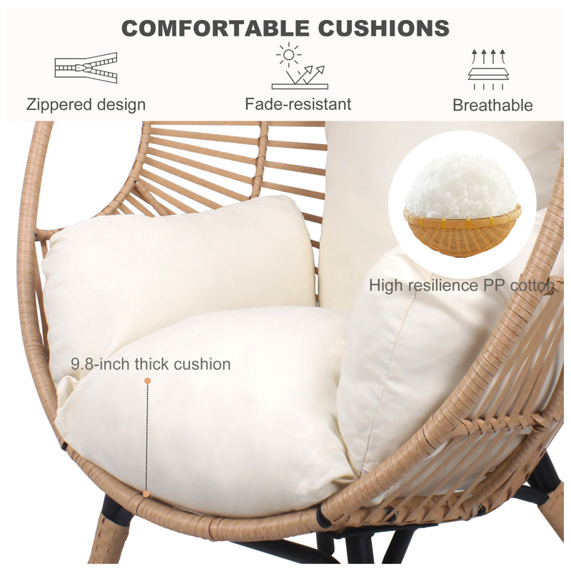 Fauteuil de patio en rotin toutes saisons en acier 24 po x P 38 po x H 16 po Arden