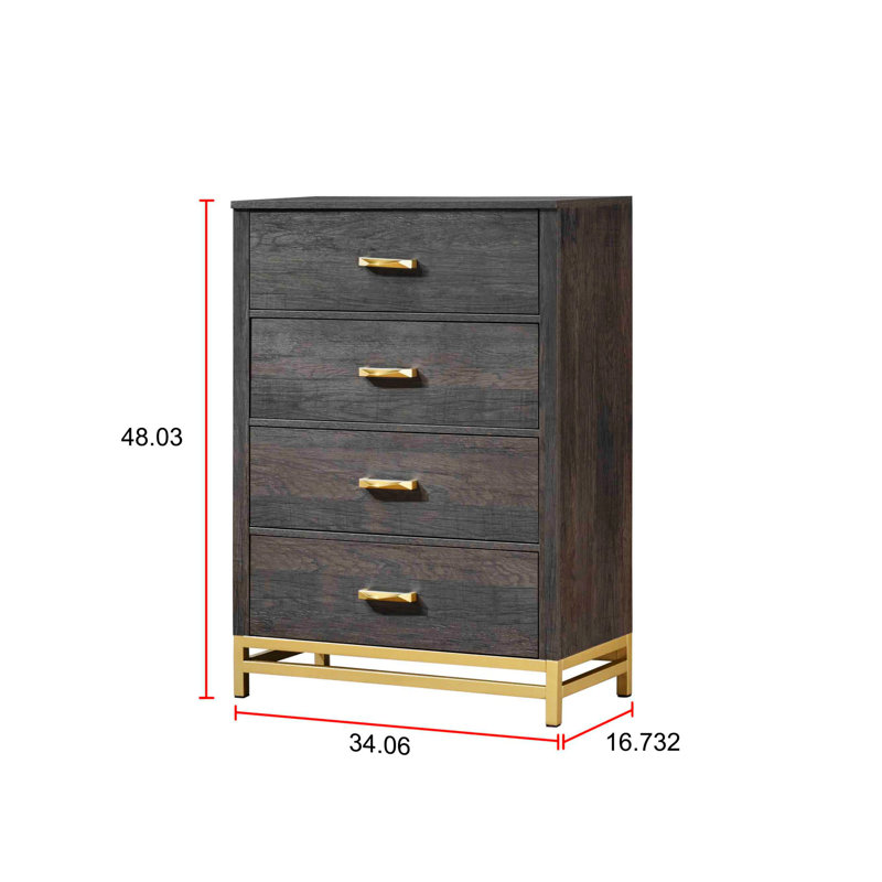 Commode de rangement à 4 tiroirs de style contemporain avec poignée en métal