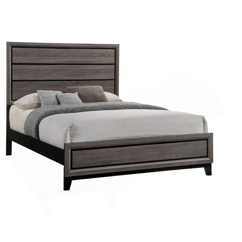 Rustic Grey Oak Queen Panel Bed, Queen