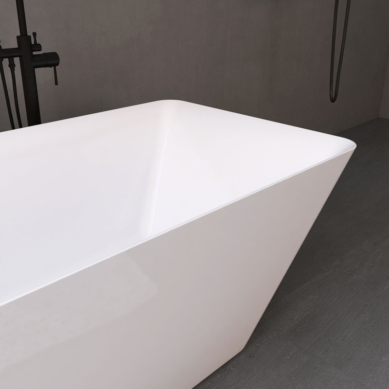 66 po X 29,5 po Baignoire de trempage autoportante en acrylique blanc brillant