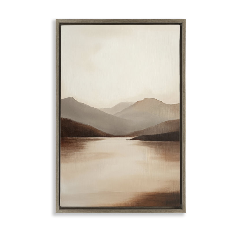 Cadre flottant Calming Mountains Brown Landscape, par Petal Prints Design, H 25 po x l 17 po, Cadre flottant orme Montalcino
