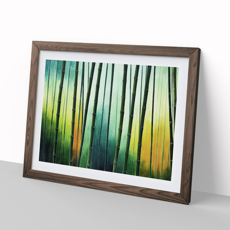 Bamboo Forest Watercolour Vol.1 - Framed Print, 46cm H x 64cm W x 2cm D, Walnut
