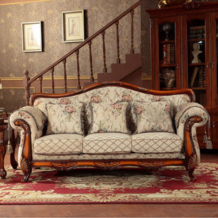 European-style solid wood carved sofa