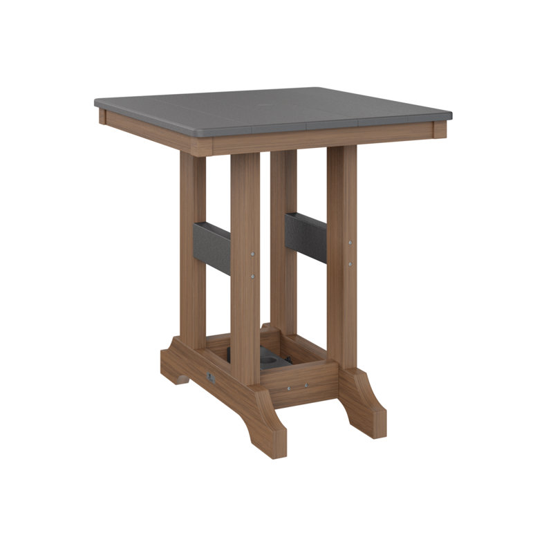 Garden Classic Outdoor Square Dining Table, Antique Mahogany, Smoke Gray