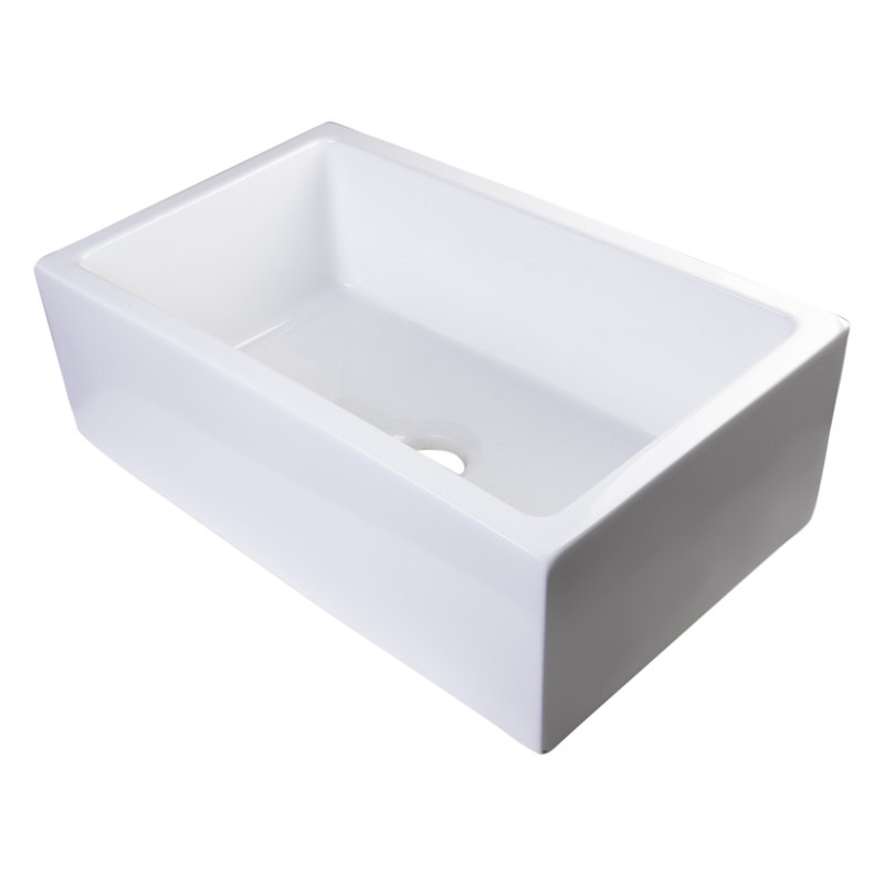 30'' L Single Bowl Fireclay Kitchen Sink, White