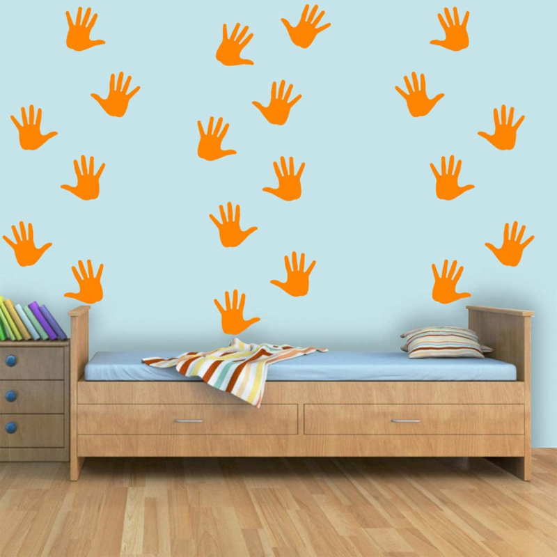 Adhésif décoratif empreinte de main, Orange