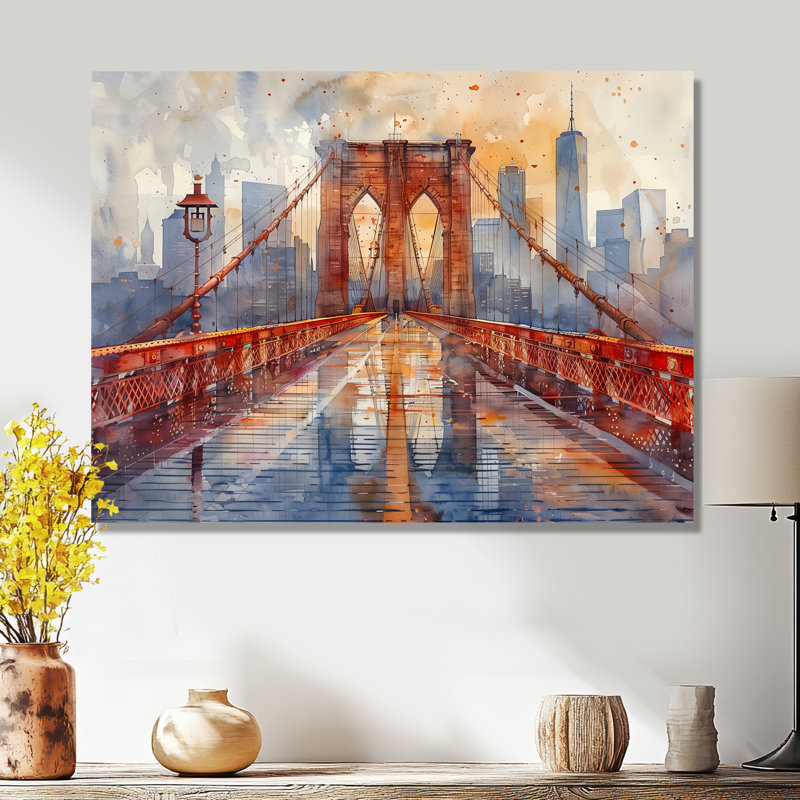 Rouge et beige élégant automne Brooklyn Bride, Métal métal, H 12 po x l 20 po x P 1 po