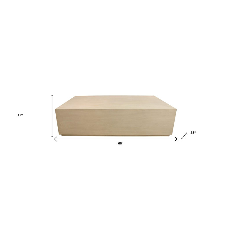 66" Natural Solid Wood Distressed Coffee Table
