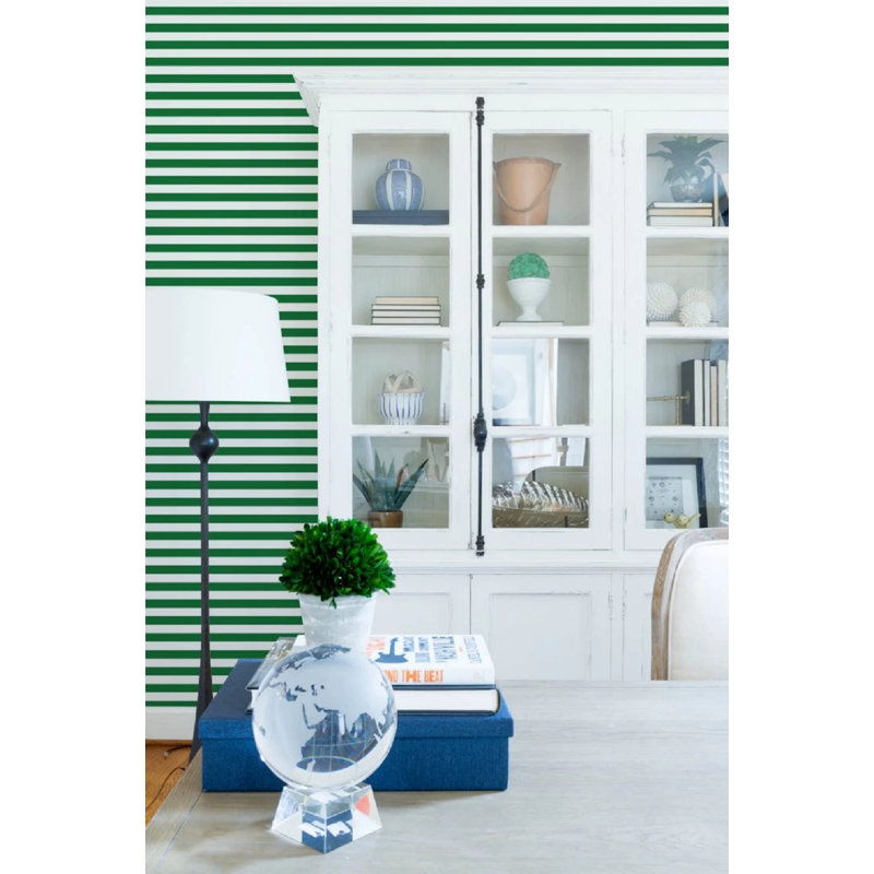 Mrs Paranjape Papers Versa Stripe Premium Matte 10' L x 24" W Wallpaper Roll, Signature Green, Non-pasted