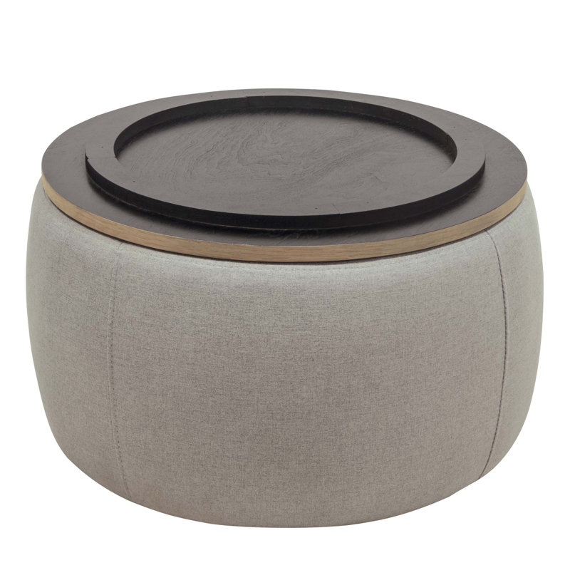 Round Storage Ottoman With Removable Top, 2 In 1 Function As End Table And Footstool, Perfect For Modern Living Spaces