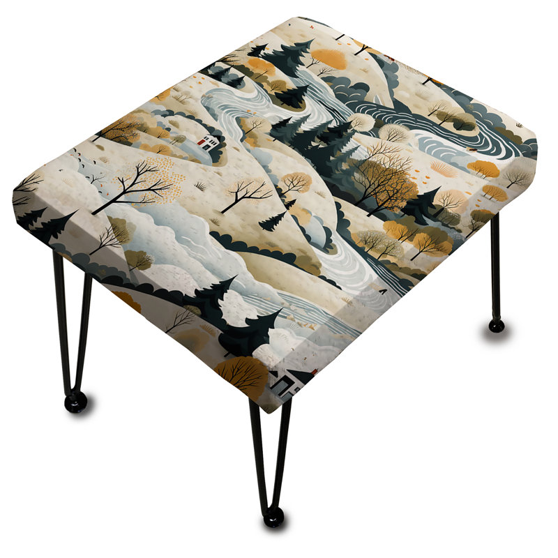 Paysage d'hiver scandinave - repose-pieds rectangulaire floral